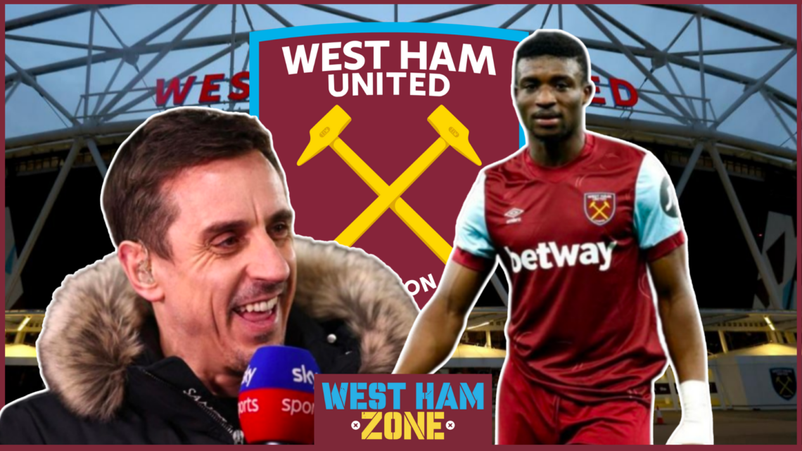 Gary Neville Mohammed Kudus at London Stadium West Ham badge
