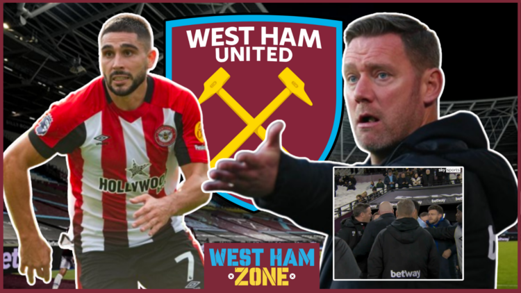 Kevin Nolan Neal Maupay at London Stadium West Ham v Brentford