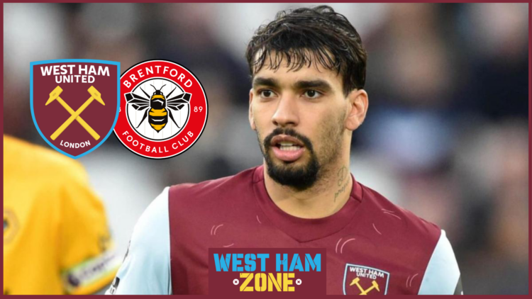 Lucas Paqueta and the West Ham and Brentford badges