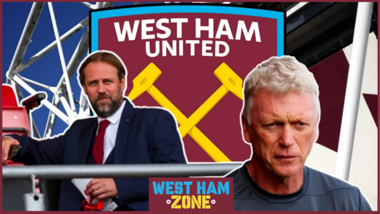 Tim Steidten and David Moyes with the West Ham badge