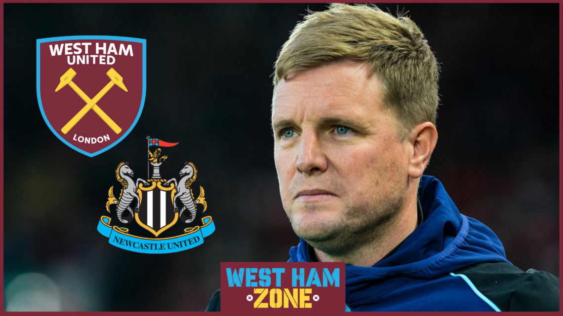 Newcastle boss Eddie Howe and the West Ham badge
