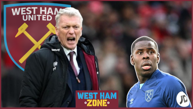 David Moyes and Kurt Zouma with West Ham United badge