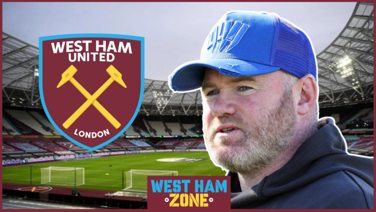 Wayne Rooney with West Ham badge