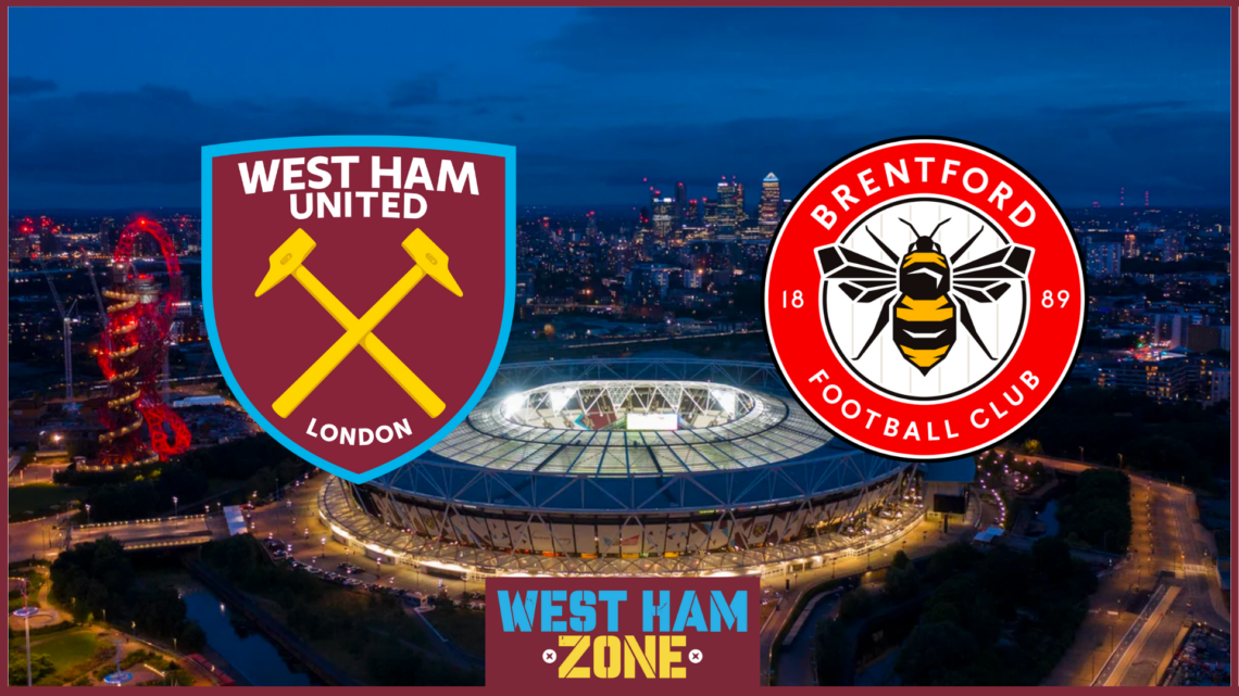 West Ham and Brentford badges at London Stadium