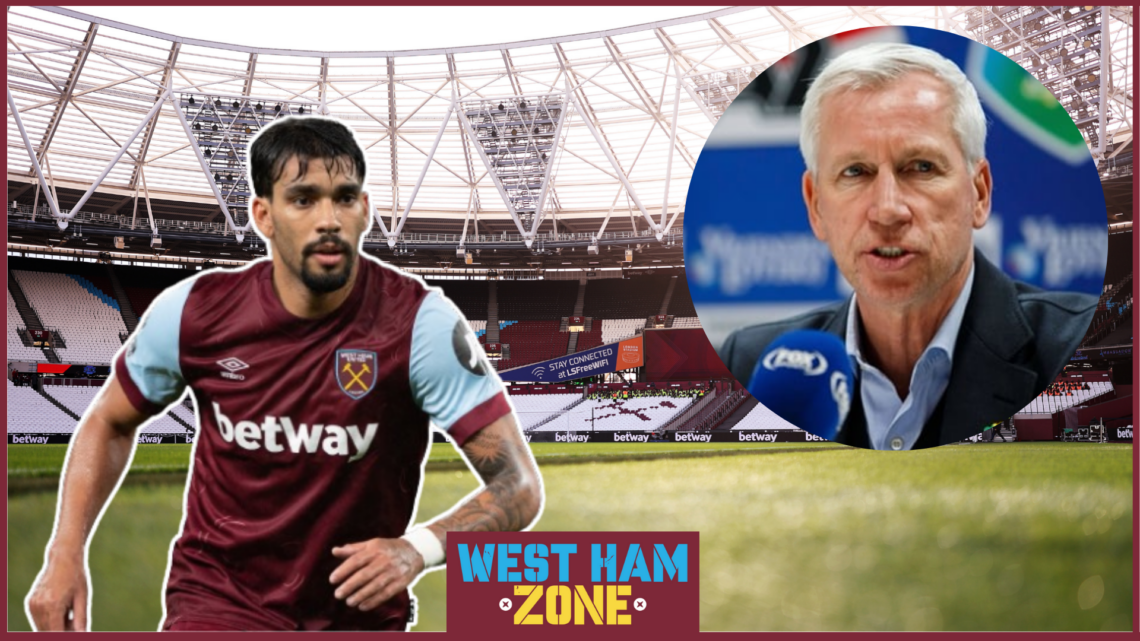 Alan Pardew and Lucas Paqueta at West Ham