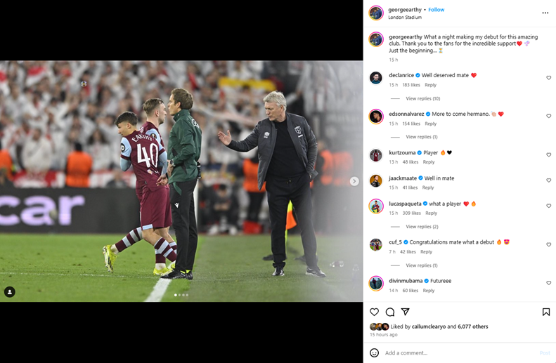 Declan Rice and George Earthy at West Ham