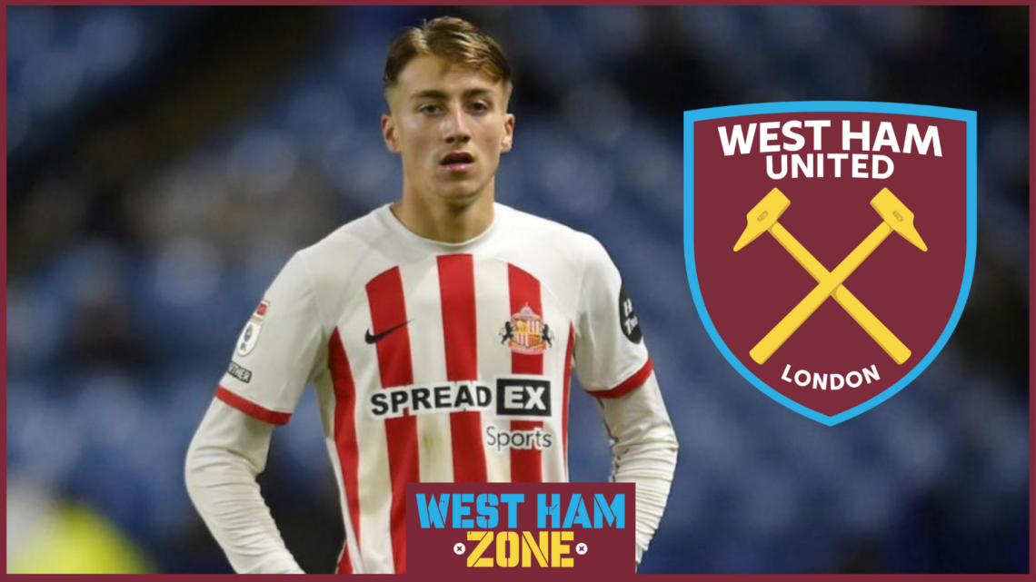 Sunderland forward Jack Clarke with West Ham badge