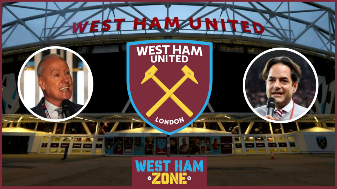 Jim White and Charlie Methven with West Ham badge