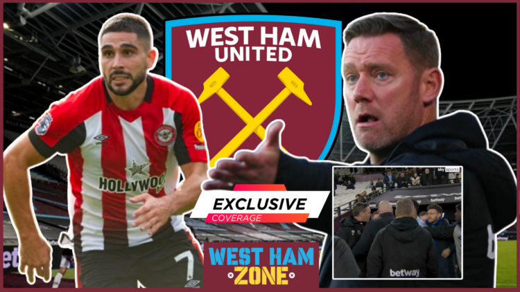 Kevin Nolan Neal Maupay at London Stadium West Ham v Brentford