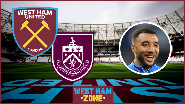 Troy Deeney with West Ham and Burnley badges