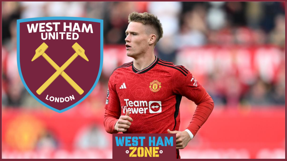 Scott McTominay and West Ham crest
