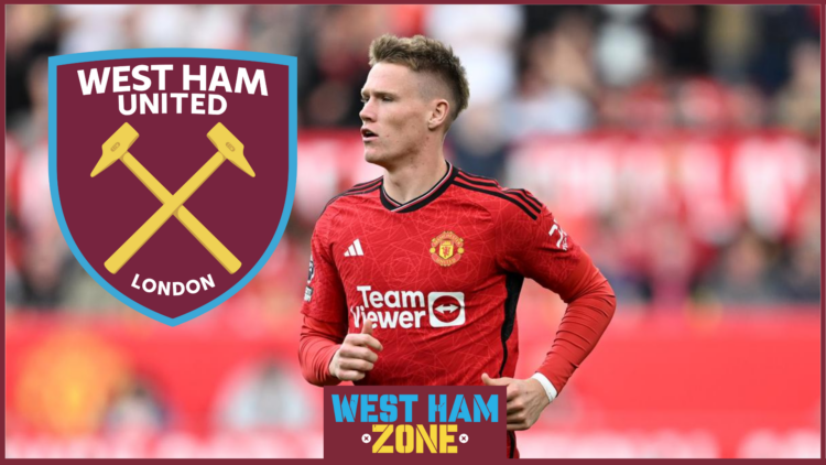 Scott McTominay and West Ham crest