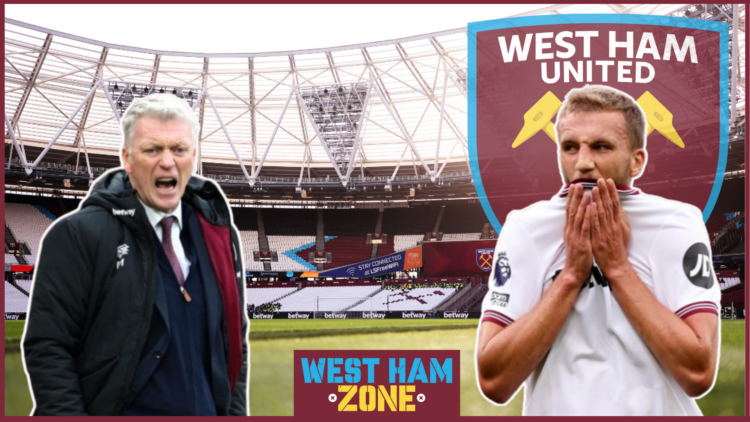 David Moyes and Tomas Soucek at West Ham