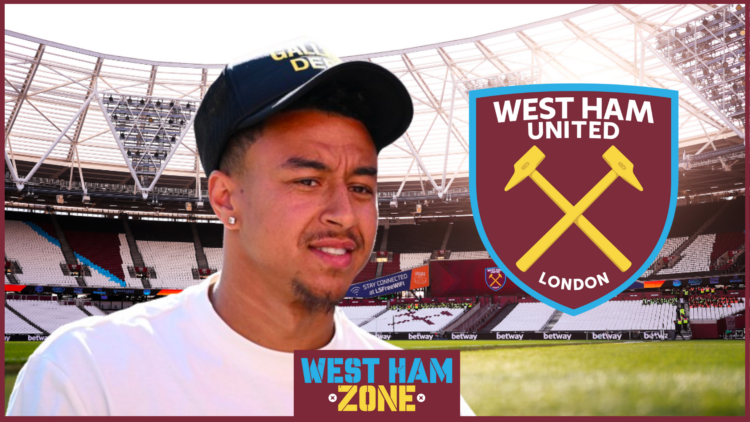 Jesse Lingard with West Ham badge at the London Stadium