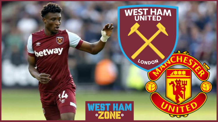 Mohammed Kudus, Manchester United and West Ham badges
