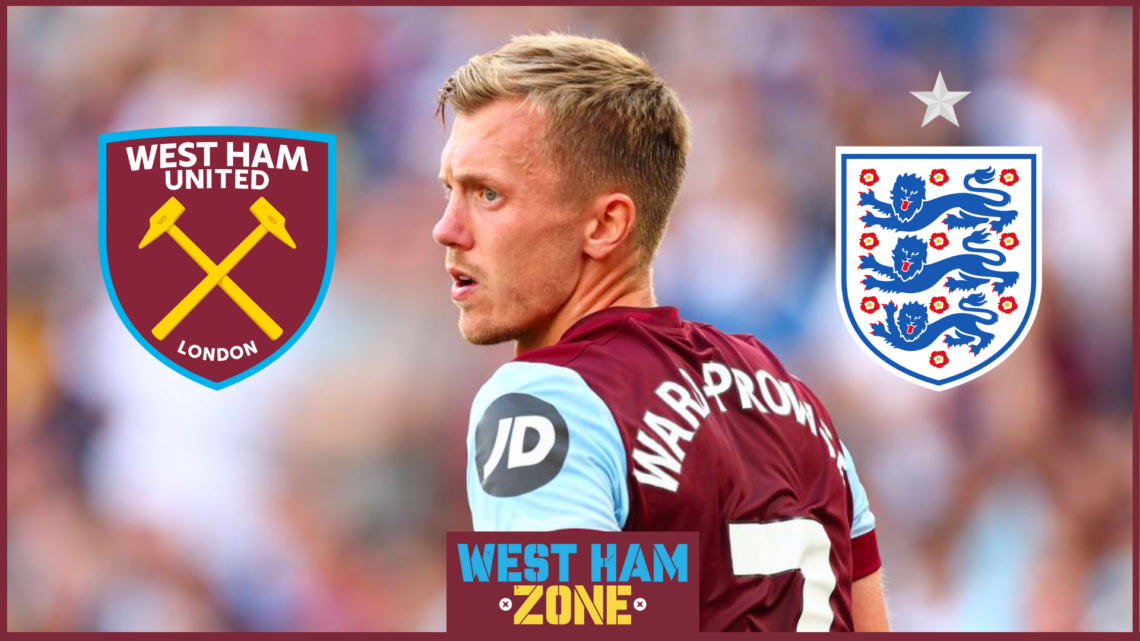 James Ward-Prowse with West Ham and England badges