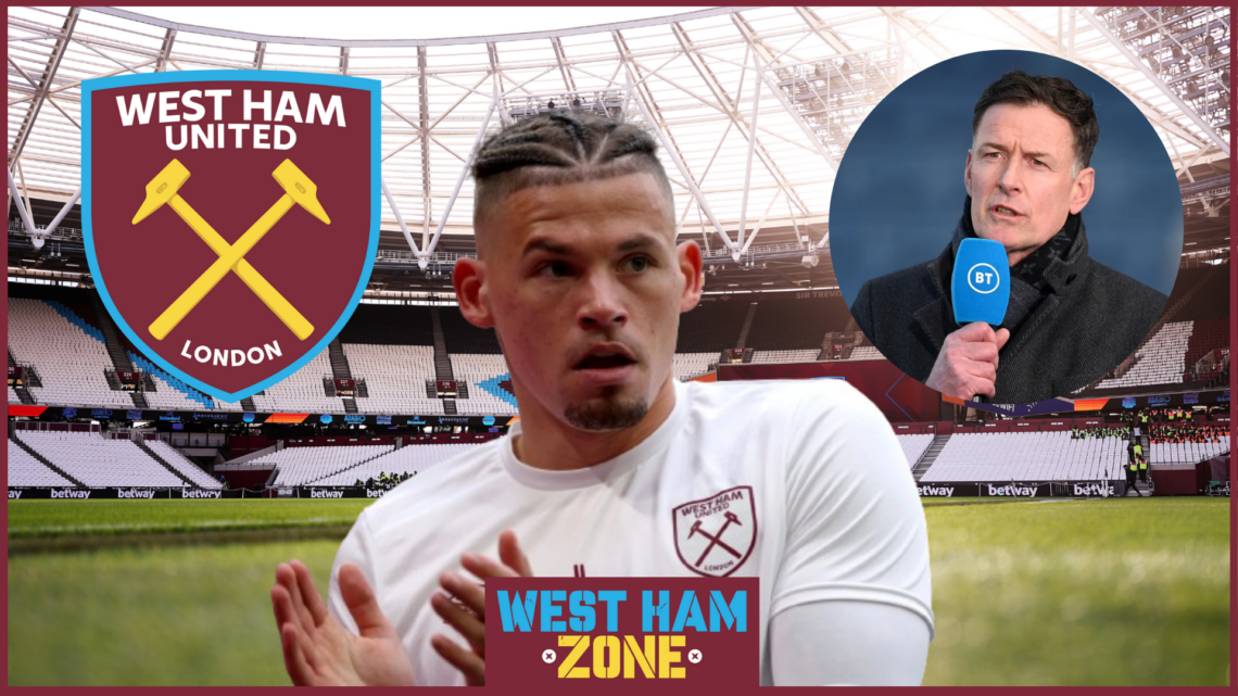 Kalvin Phillips and Chris Sutton with West Ham badge