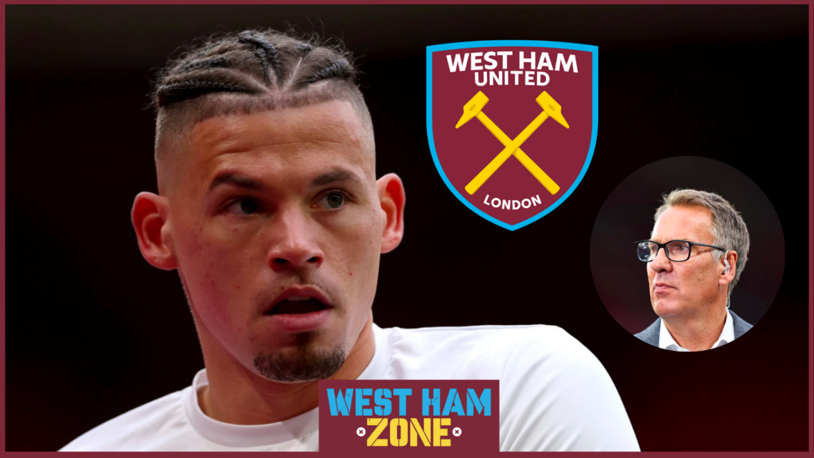 Kalvin Phillips and Paul Merson with West Ham badge