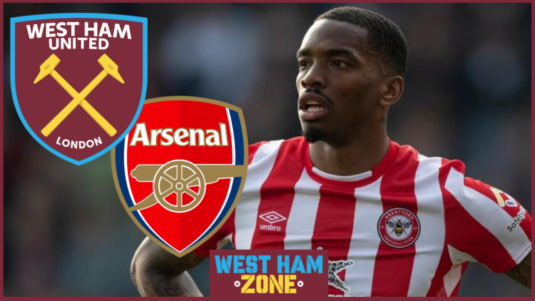 West Ham United and Arsenal badges, Ivan Toney