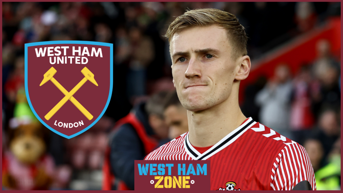 Flynn Downes with West Ham badge