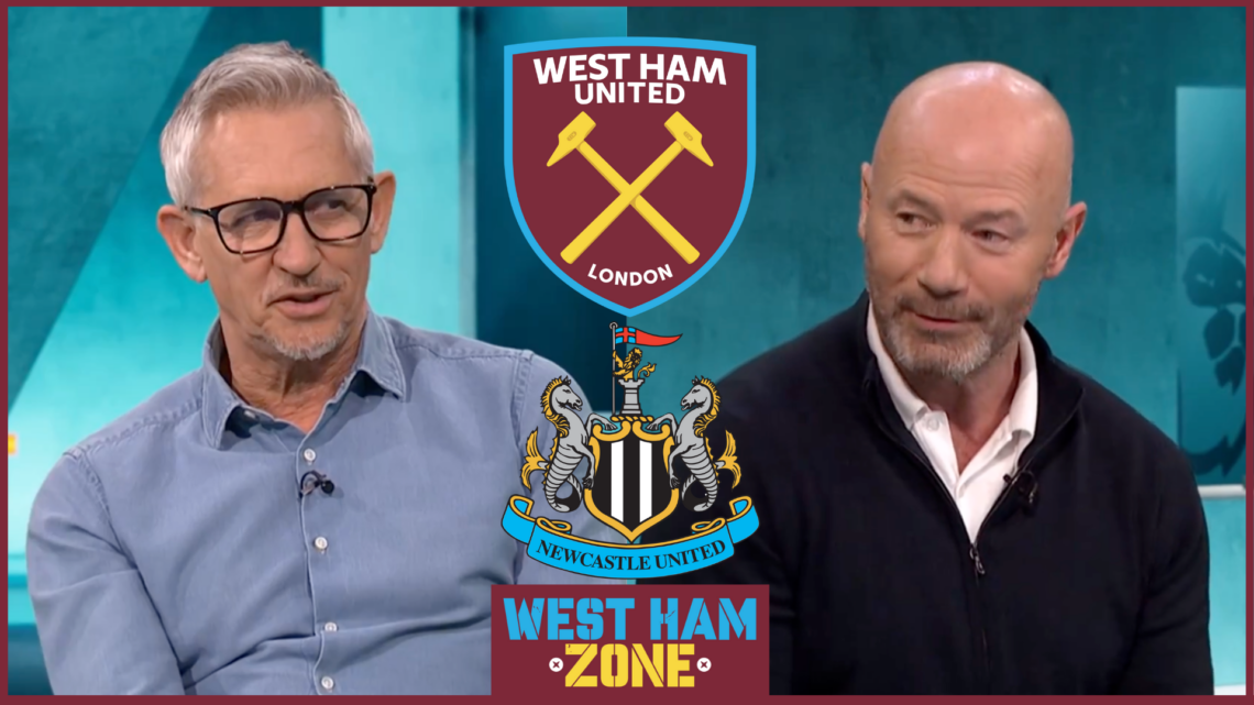 Gary Lineker and Alan Shearer discussing West Ham and Newcastle United on Match of the Day