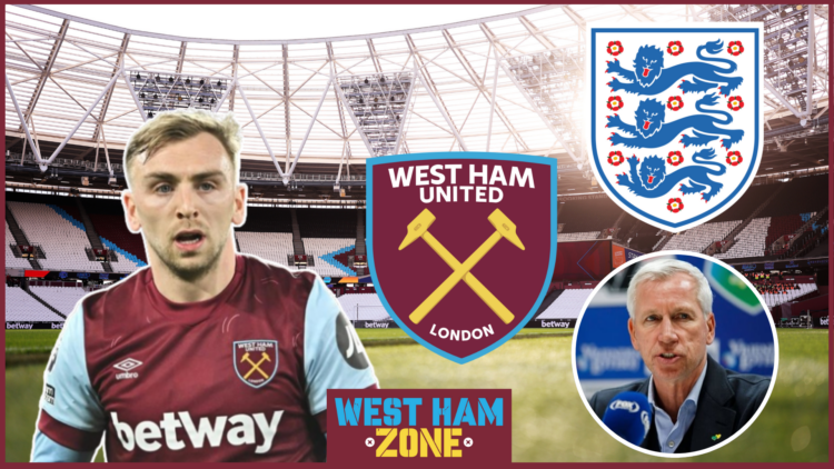 Jarrod Bowen, Alan Pardew, West Ham badge, England badge