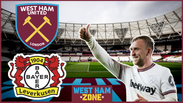 Jarrod Bowen in West Ham v Bayer Leverkusen