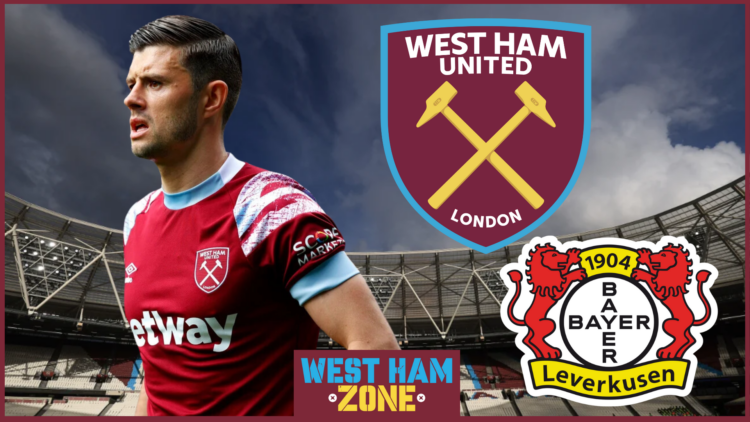 Aaron Cresswell, West Ham and Bayer Leverkusen crest