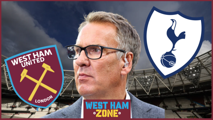 Paul Merson, West Ham and Tottenham crests