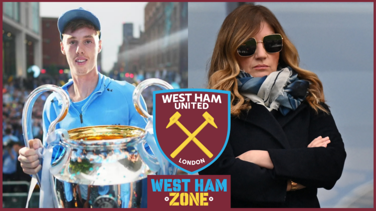 Cole Palmer, Karren Brady, West Ham badge