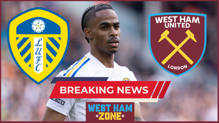 Leeds United badge, West Ham United badge, Crysencio Summerville