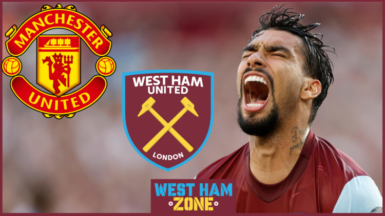 Manchester United badge, West ham badge, Lucas Paqueta