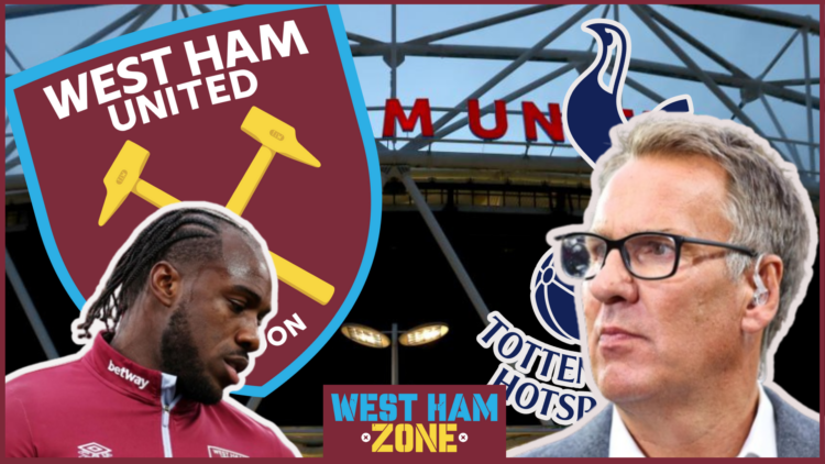 Michail Antonio, Paul Merson, West Ham and Tottenham badges