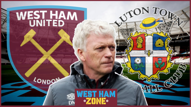David Moyes, West Ham badge, Luton Town badge