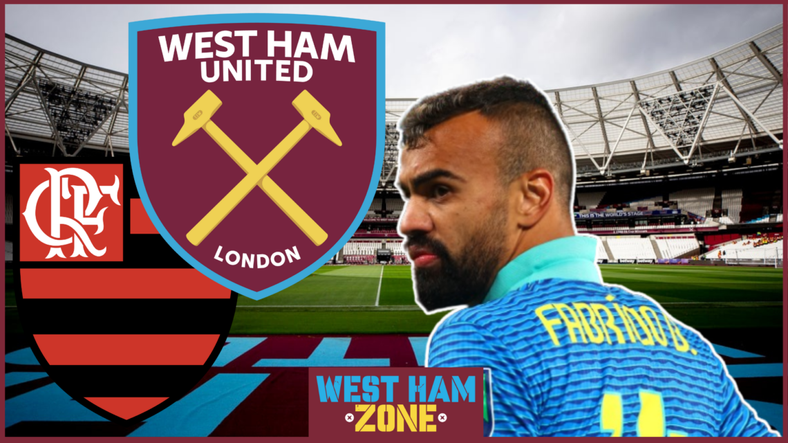 Fabricio Bruno, West Ham badge, Flamengo badge