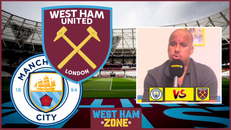 Gabby Agbonlahor, West Ham badge, Manchester City badge, London Stadium