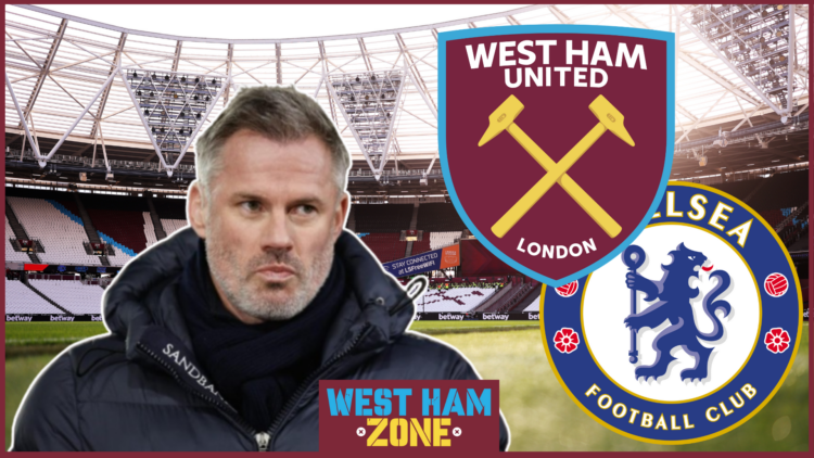 Jamie Carragher, West Ham badge, Chelsea badge, London Stadium