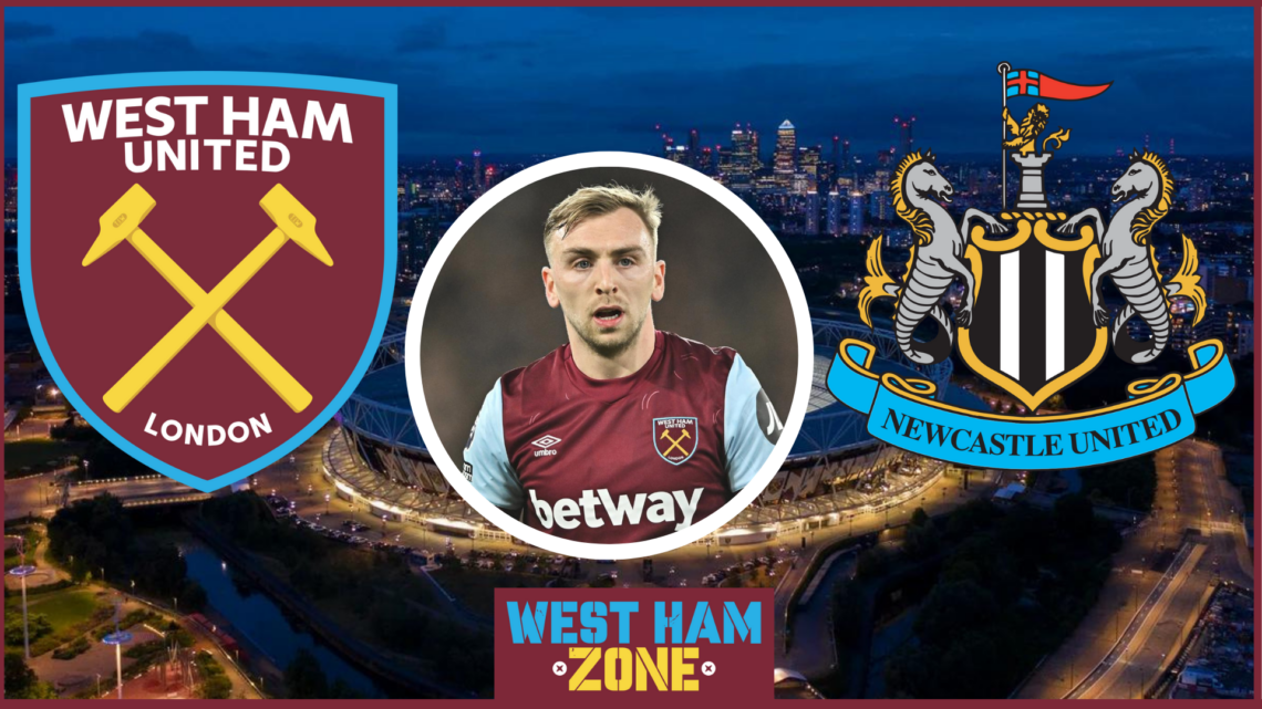 Jarrod Bowen, West Ham United badge, Newcastle United badge
