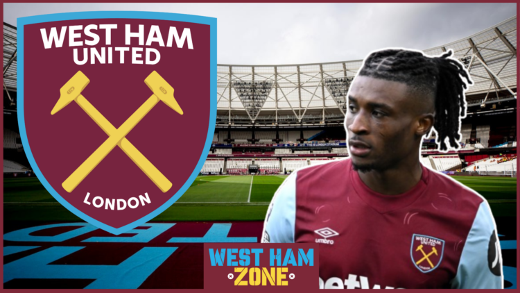 Mohammed Kudus, West Ham badge, London Stadium