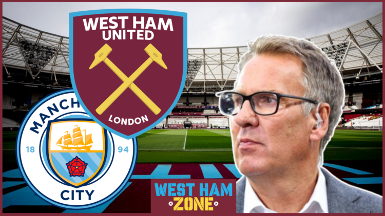 Paul Merson, West Ham badge, Manchester City badge