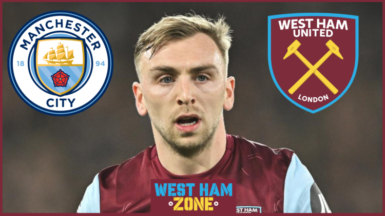 Manchester City badge, West Ham United badge, Jarrod Bowen