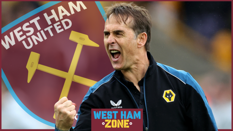 West Ham badge and Julen Lopetegui