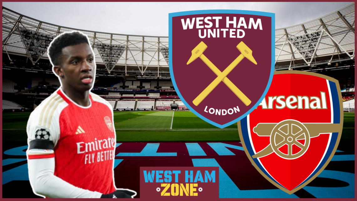 Eddie Nketiah, West Ham badge, Arsenal badge