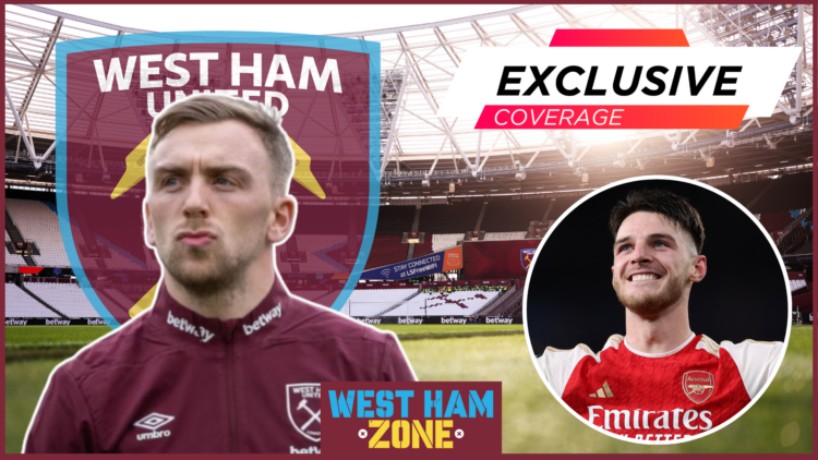 Jarrod Bowen, Declan Rice, West Ham badge