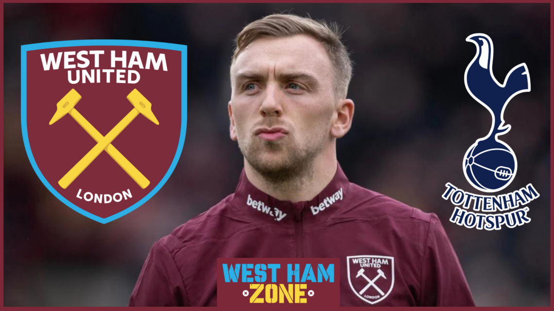 Jarrod Bowen, West Ham badge, Tottenham badge