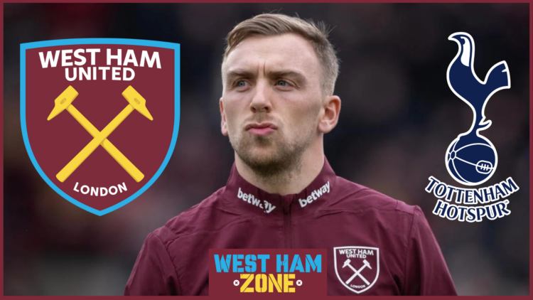 Jarrod Bowen, West Ham badge, Tottenham badge