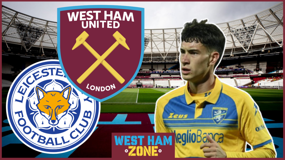 Matias Soule, West Ham badge, Leicester City badge