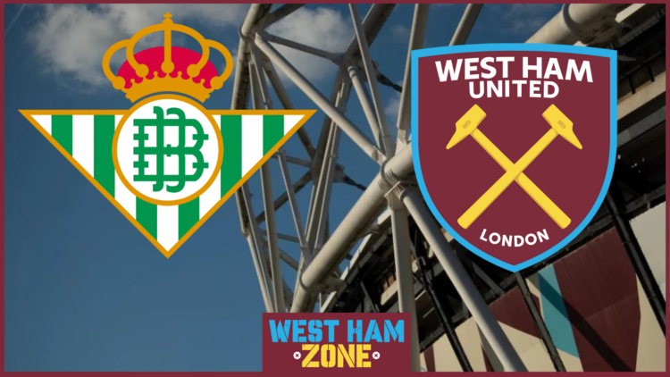Real Betis badge, West Ham United badge, London Stadium