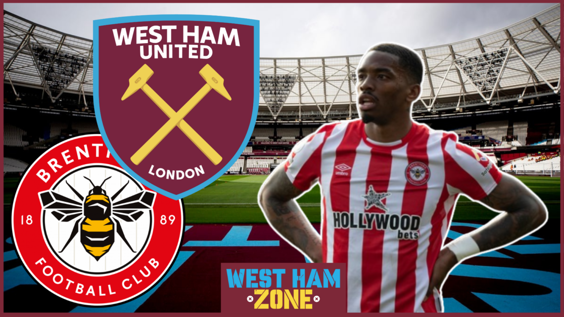 Ivan Toney, West Ham badge, Brentford badge