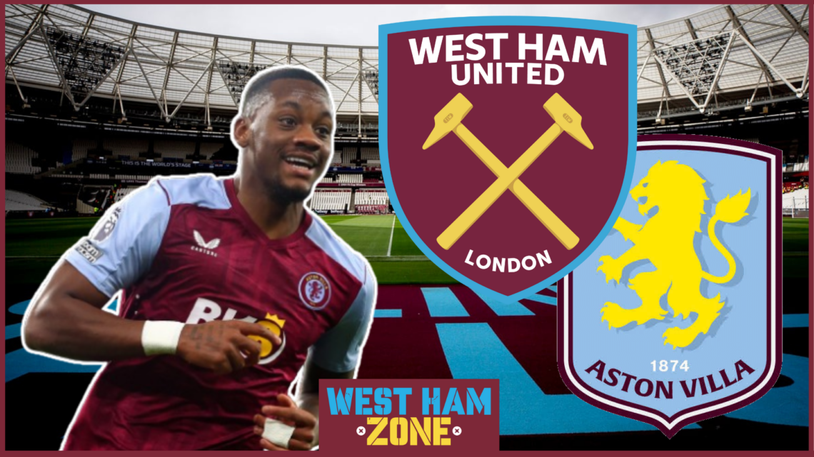 Jhon Duran, West Ham badge, Aston Villa badge